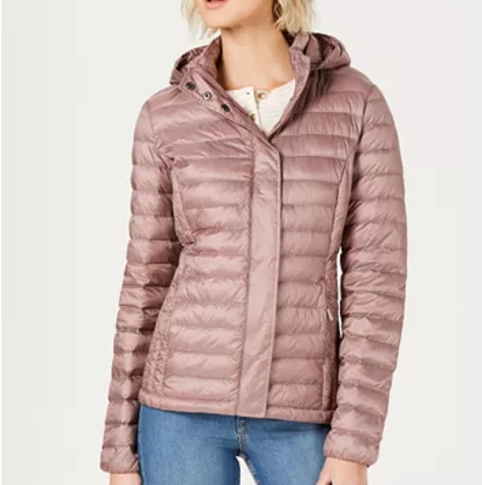 Packable Hooded Down Puffer Jacket - Natural Blush